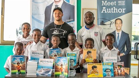 Devin Paladino at the St. Nicholas Charity Foundation book signing in Ghana